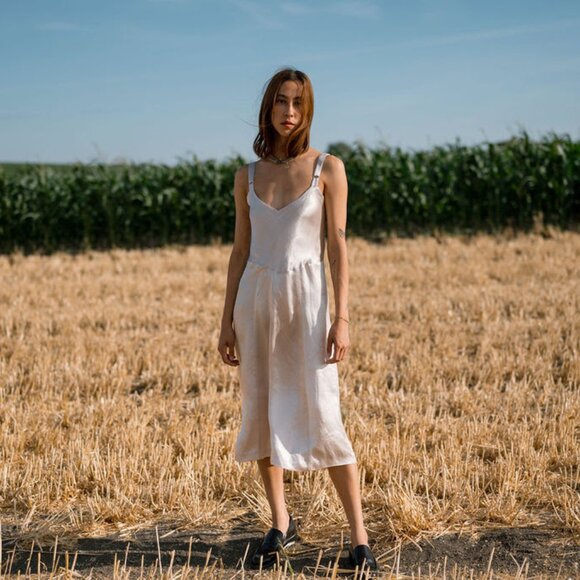 HORSES Atelier Slip Dress in Ivory/Champagne - Picture 3 of 16